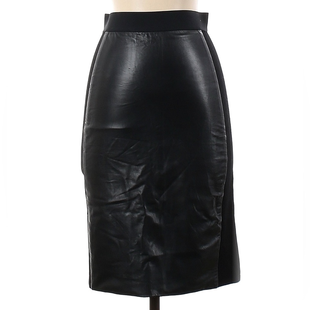 Mason Black Vegan Leather Pencil Skirt 0